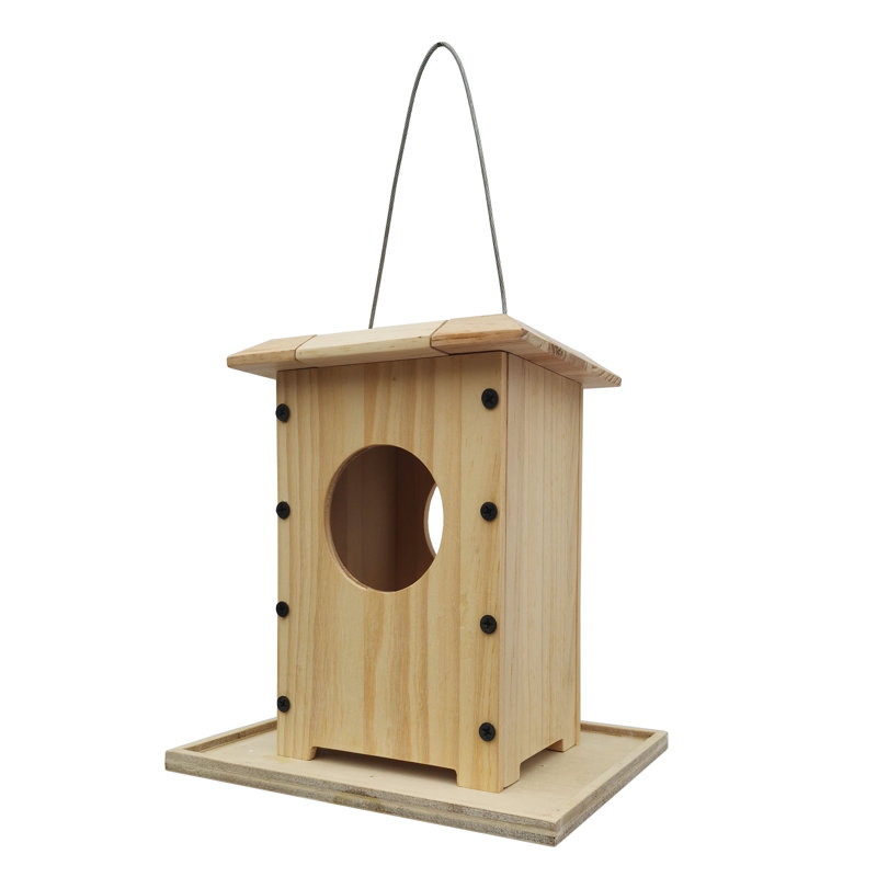 Ensemble de mangeoire à oiseaux suspendu en bois 7,8 x 5,9 x 7,8 po FixtureDisplays® Créez votre propre projet de nidification 16088