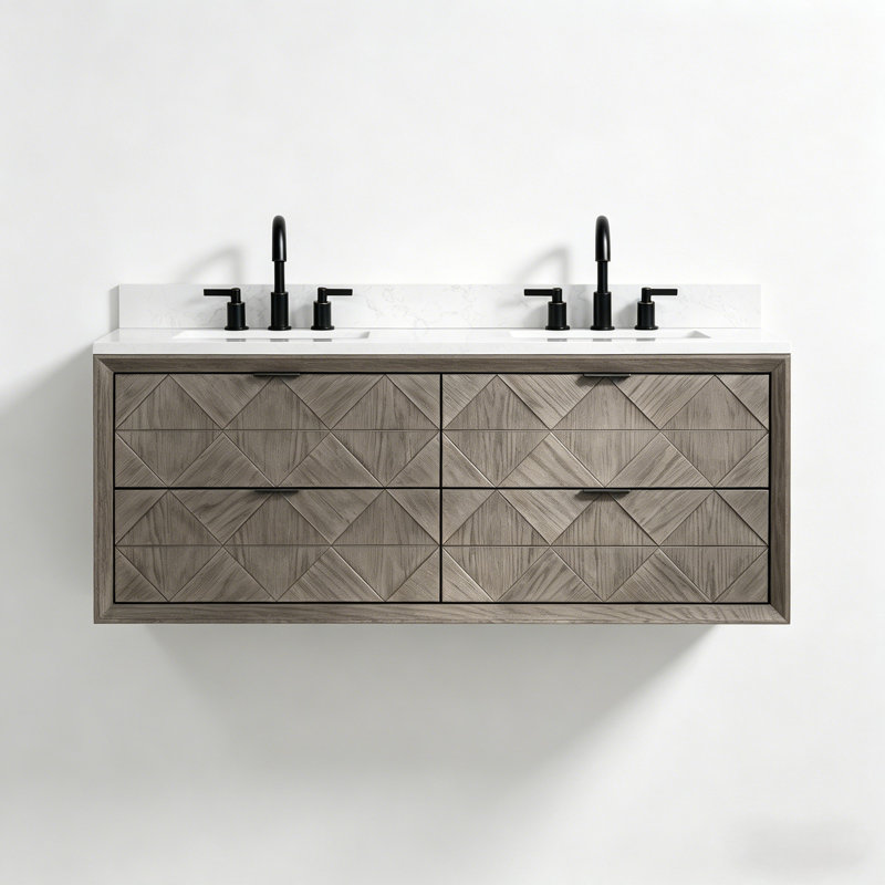 Meuble-lavabo flottant 60 po, Chêne gris