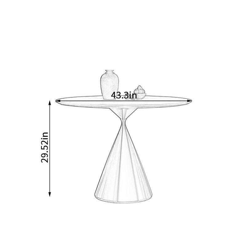 Table ronde simple et rétro multifonctionnelle, H 29,52 po x L 43,3 po x l 43,3 po