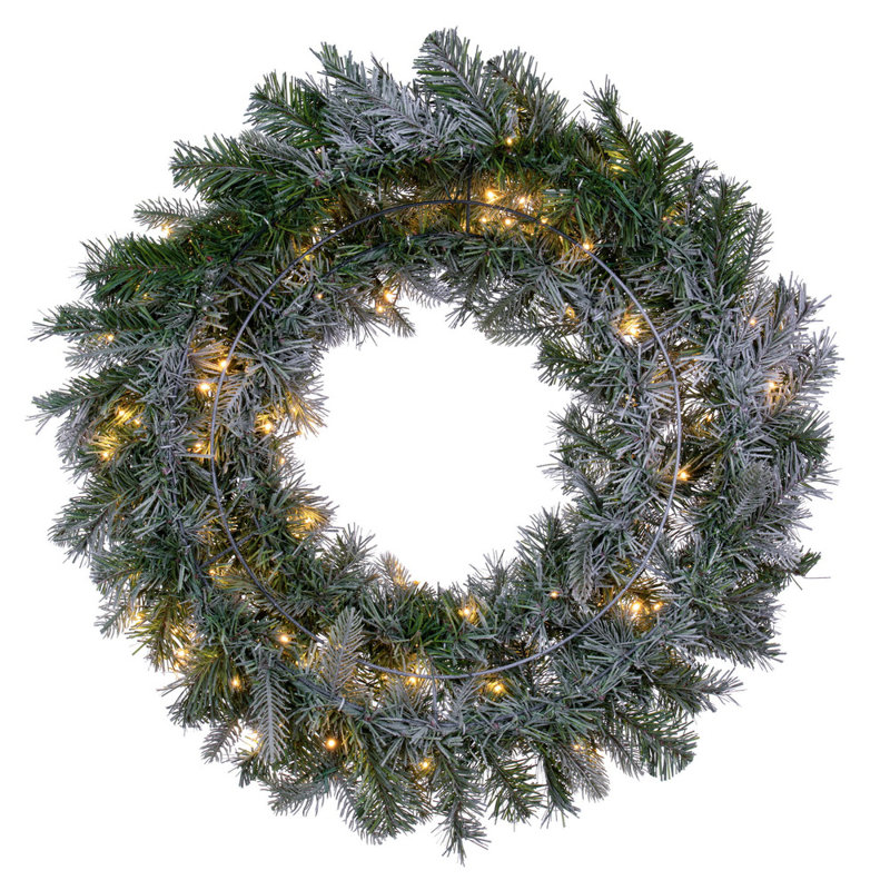 Couronne de sapin illuminée Frosted Douglas Fir, L 48 po x H 48 po x P 3 po