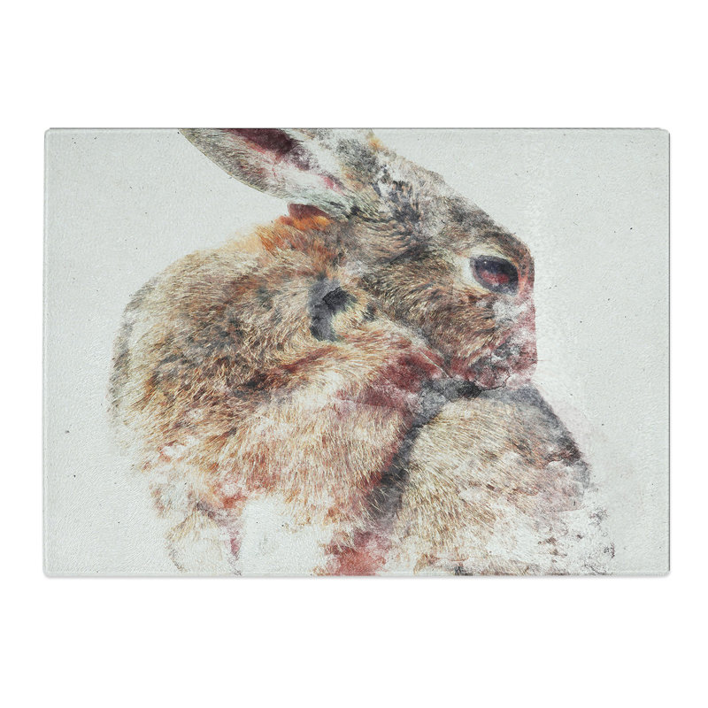 Tempered Glass Brown Rabbit Chopping Board, 20 cm x 28.5 cm