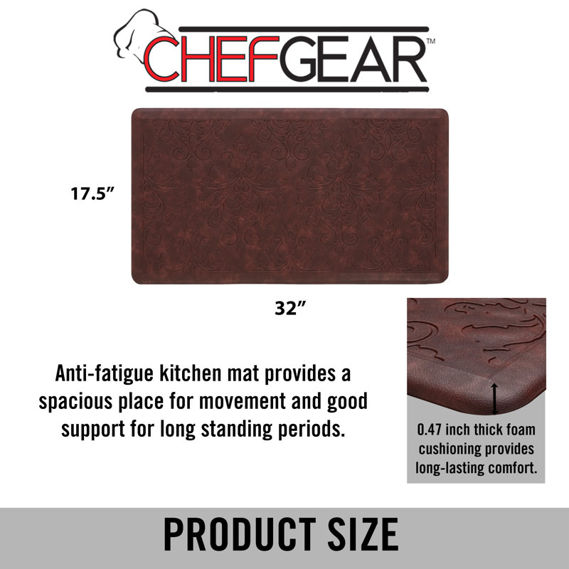 Marni Red Faux Leather Anti-Fatigue Kitchen Mat