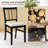 Farmhouse Rattan Dining Chair Set of 2 Fabric Upholstered Kitchen Chairs-1891565099