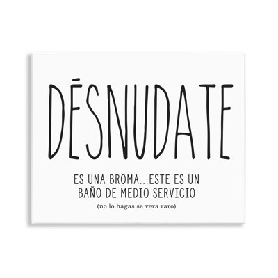 Funny Half Bath Desnudate Wall Plaque Spanish Art, by Lettered and Lined