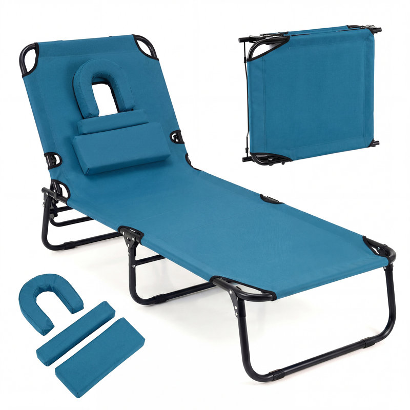 Azelene Outdoor Metal Chaise Lounge, Blue