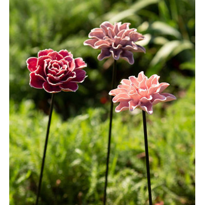 Ceramic Garden Flower Stakes, Set Of 3