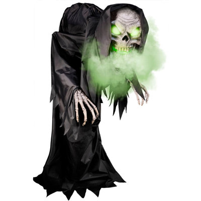 Haunted Hill Farm  85 In. Motion-Activated Hunched Skeleton Reaper by Tekky, Talking Halloween Animatronic