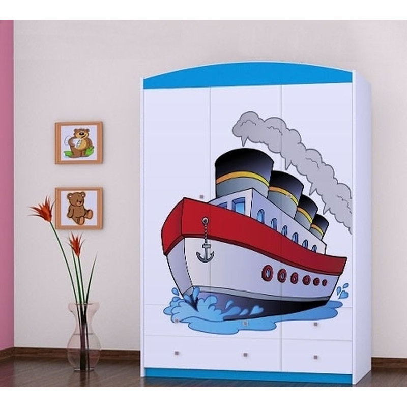 Jeb 3 Door Wardrobe, Blue