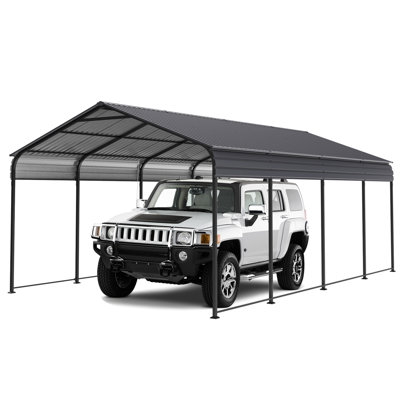 Abri de voiture en acier galvanisé 1220 pi - Abri pour véhicule avec cadre gris