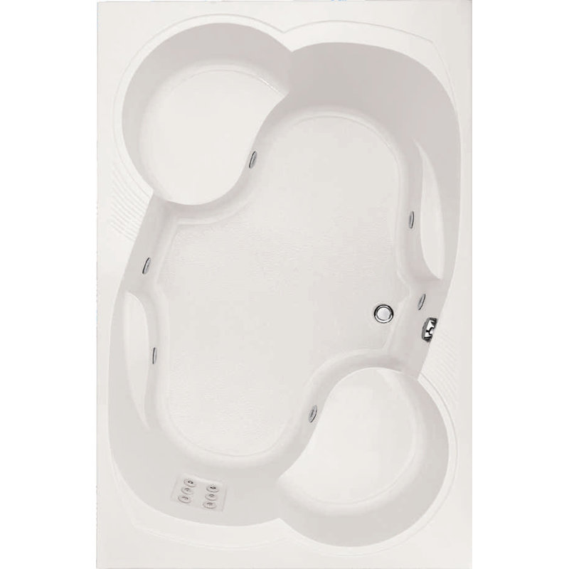 Makyla 75'' L Whirlpool Bathtub, White, Polished Nickel