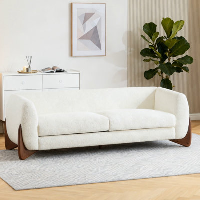Canapé rembourré en sherpa de 82 pouces avec assise profonde et support à ressorts durable pour un confort ultime.
