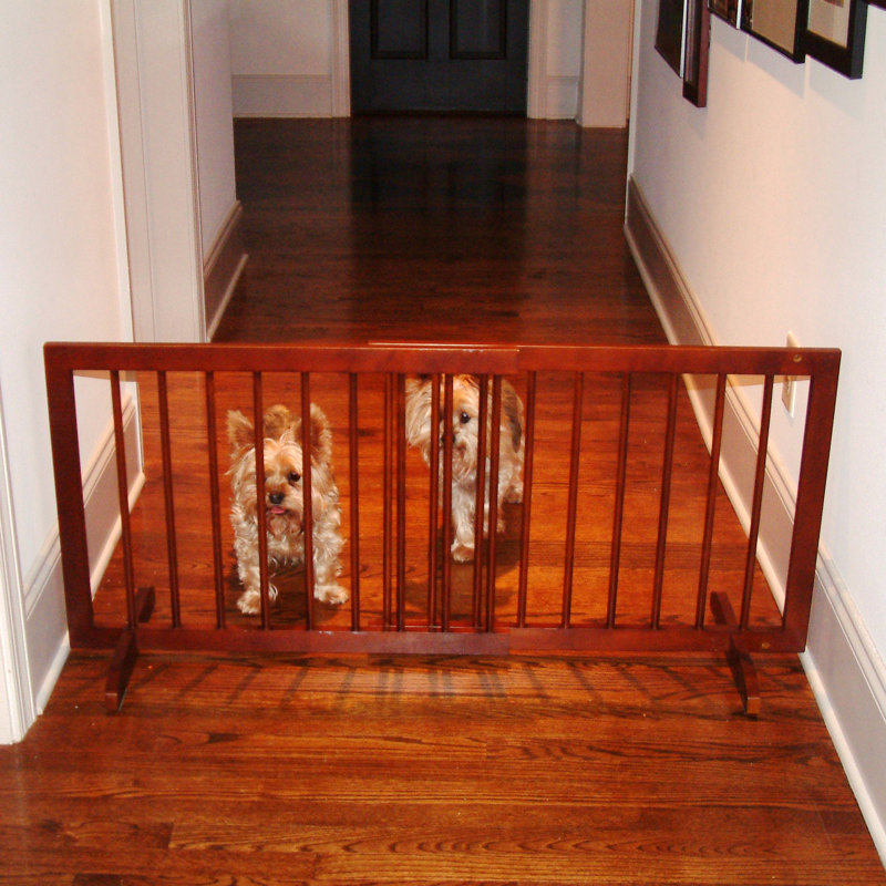 Dennison Free Standing Pet Gate, Walnut