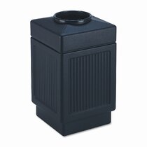 Outdoor Trash Can, Round, Decorative Slatted Sides, 36 Gallon