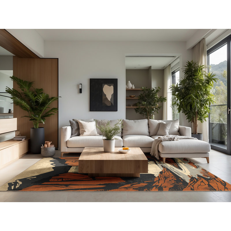 Tapis moelleux moelleux au style rustique et moderne au look rétro rustique gris, 6 X 9