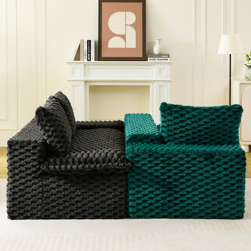 Velours de luxe luxueux en velours multifonctionnel pour une décoration intérieure douillette, face à face, éponge, bloc de couleur élégant en 4 sièges en velours, petits espaces convenables, différentes façons disposables, confortable