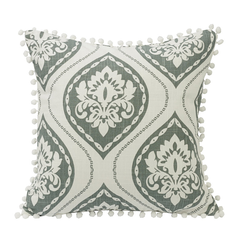 Coussin décoratif à imprimé pompon Belmont, 18 po x 18 po