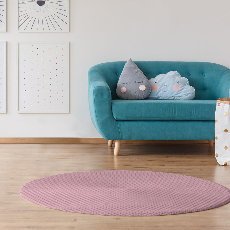 Chenille Geometric Indoor Rug, Round 5'