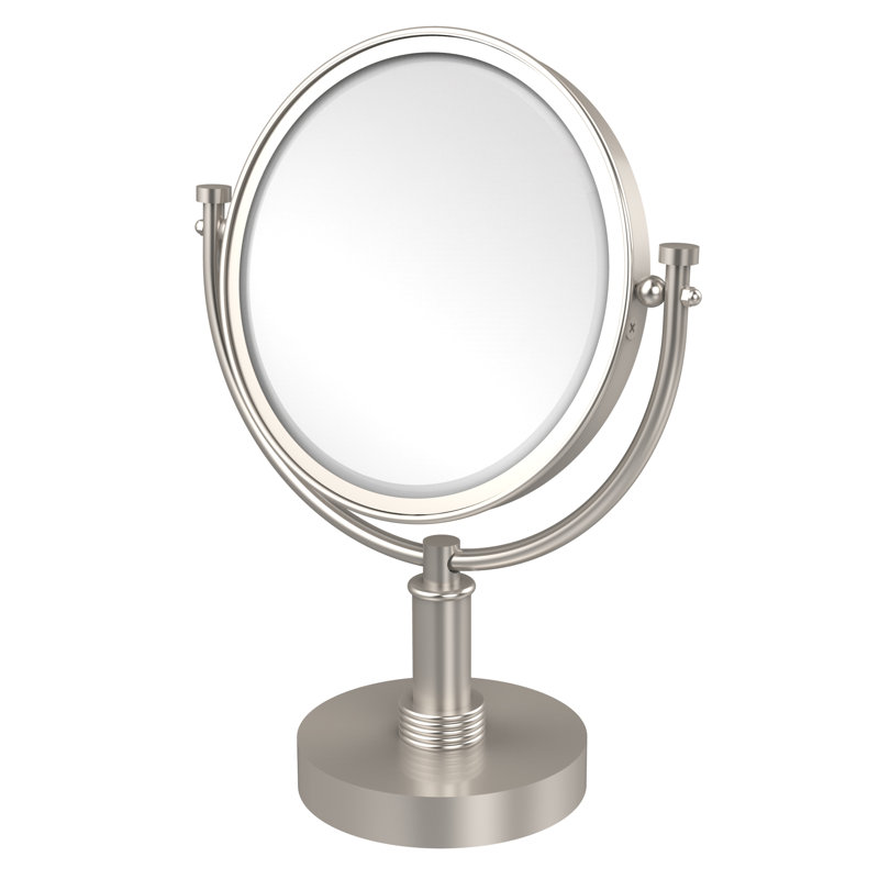 Miroir grossissant moderne et contemporain, Nickel satiné, 5X