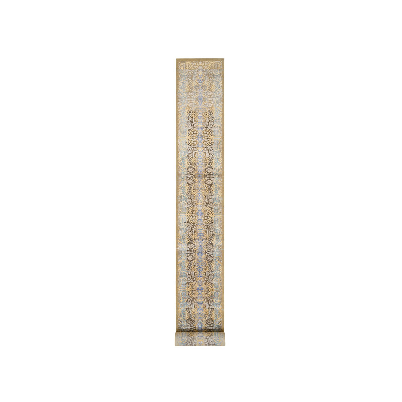 Tapis de couloir brun en laine noué à la main de 2 pi 6 po x 24 pi 1 po Saroogh 5C44CF0937C54BDE9C0A81DB42FA5528