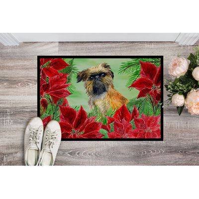 Tapis de porte d’extérieur anti-dérapant bruxelles griffon bruxellois poinsettas