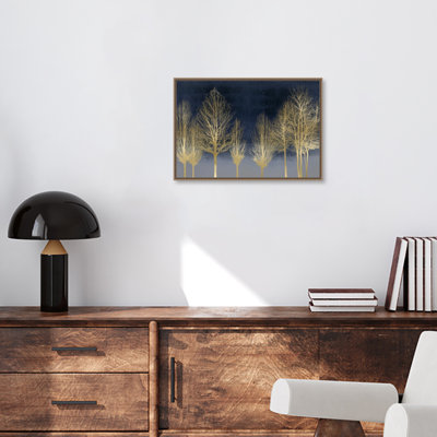 «Gold Forest On Blue», reproduction encadrée sur toile par Kate Bennett