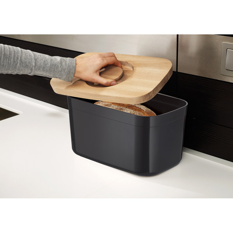 Joseph Joseph Bread Bin With Bamboo Lid, Black