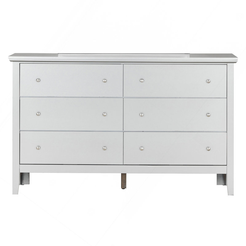 Commode avec 6 tiroirs pour la chambre à coucher, Silver
