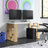Modern Study Desk with Numerous Shelves, White & Oak, 55.1 x 29.5 x 23.6 inches | 100% Melamine Coated Particle Board, Upper Table Thickness: 1.0 inches, Legs Thickness: 0.7 inches | Sleek Geometric Design for Home Office & Study Spaces-302987510