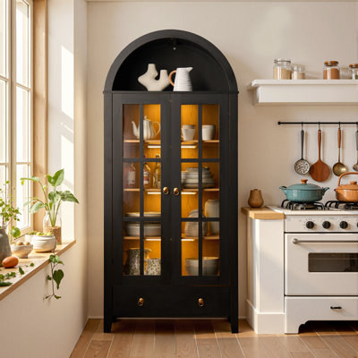 Garde-manger arqué moderne 71 po à 4 niveaux avec tiroir et lumière 71 po