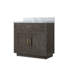 Meuble-lavabo simple en chêne brun l 36 po x P 22 po avec plateau en marbre de Carrare-1611993192