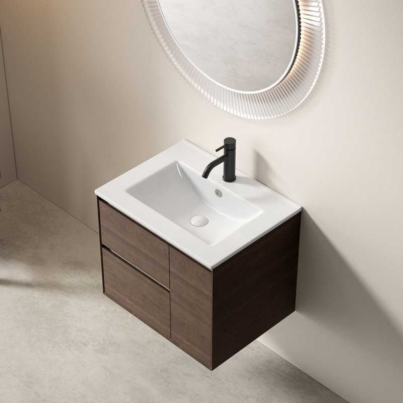 Lavabo de salle de bain 30 po, lavabo en céramique avec trop-plein