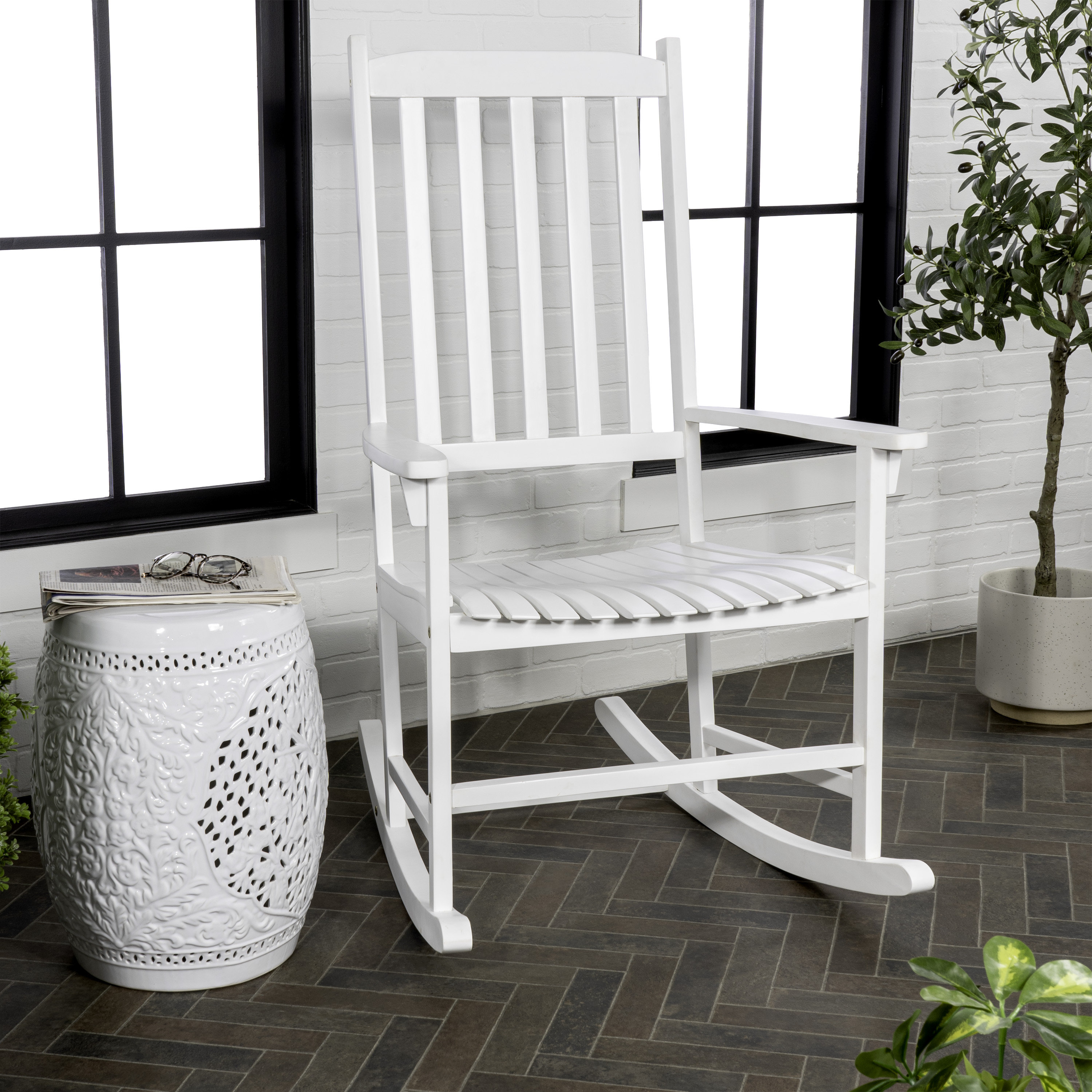 Lark Manor Atiyyah Acacia Outdoor Rocker Chair | Wayfair