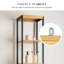 Armoire de rangement naturelle mince avec tablettes, cadre noir moderne et porte ventilée