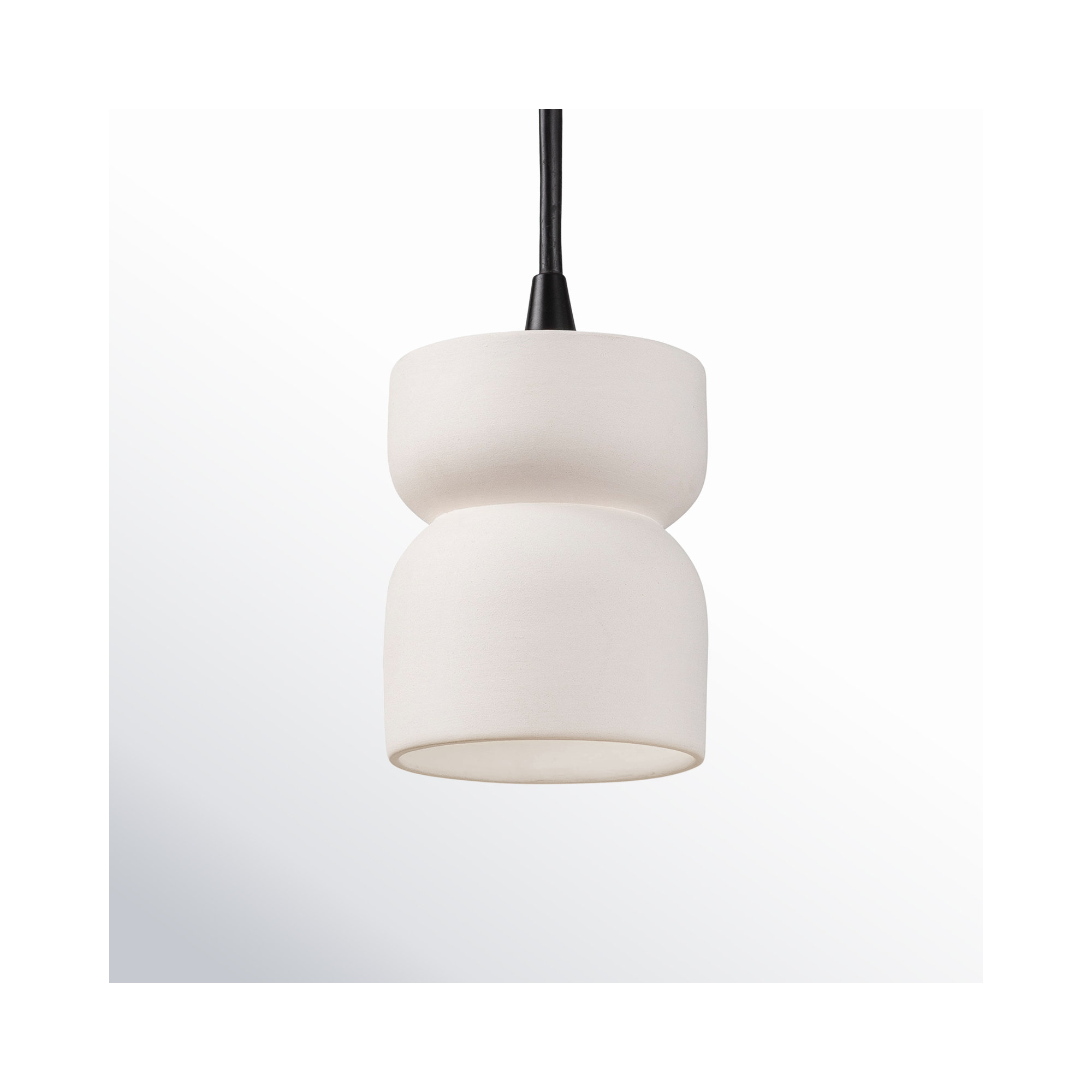Leni Ceramic Dimmable Pendant, Bisque, Matte Black