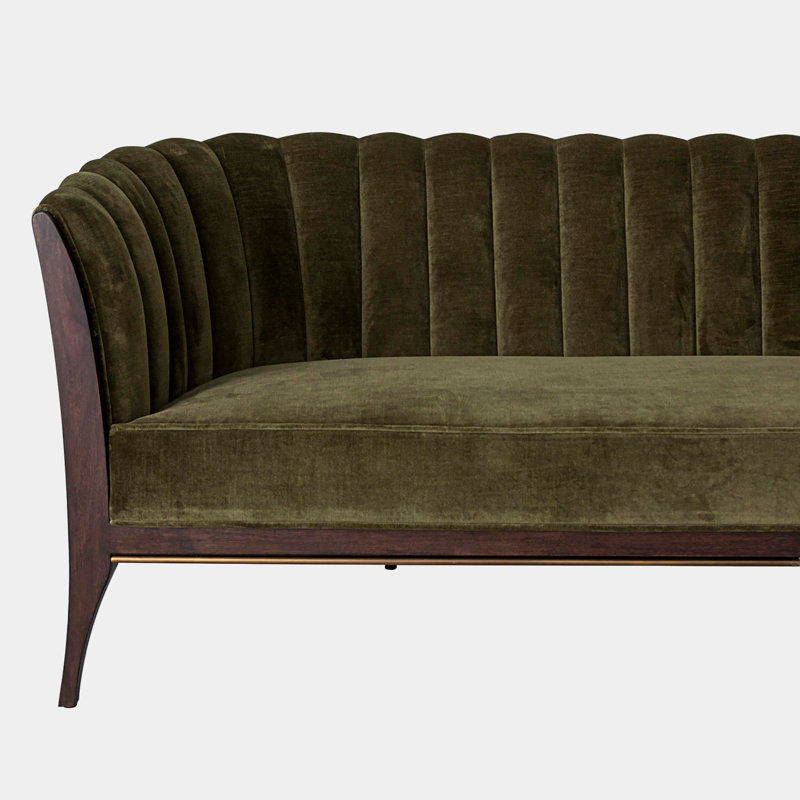 Channel Sofa, Dark Brown Wood, Muslin