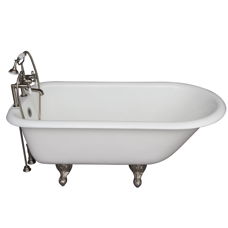 Cadmus 67'' x 30.5'' Freestanding Soaking Cast Iron Bathtub with Faucet