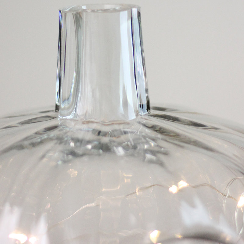 Glass Pumpkin Pillar Candle Holder, 10.5" H x 8" W x 8" D