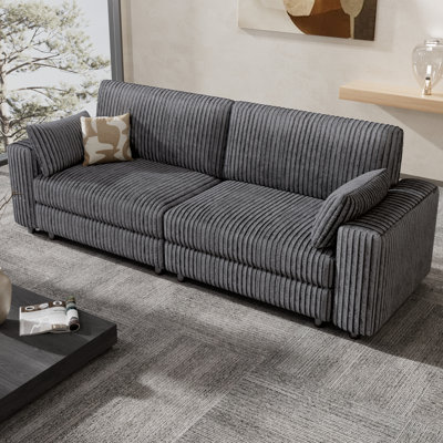 Très grand canapé modulaire modulaire avec revêtement en velours côtelé luxueux, causeuse moderne surdimensionnée, assemblage sans outil