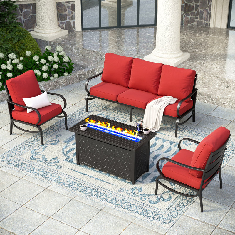 Tapasi Outdoor Patio Conversation Furniture Set, Red