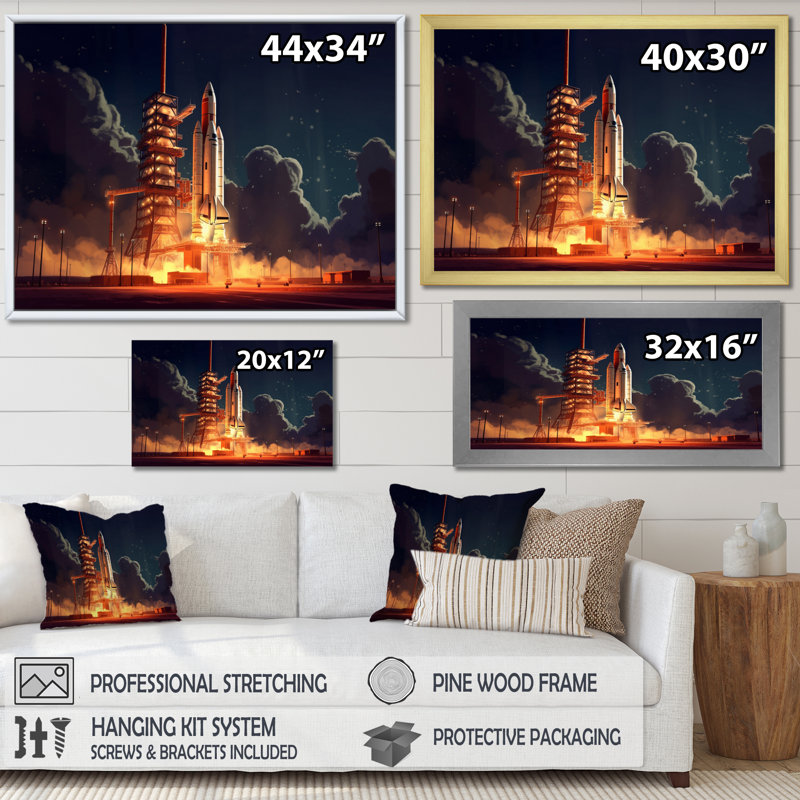 Fusée de vaisseau spatial en Floride II, H 24 po x l 32 po x P 1 po, Toile tendue