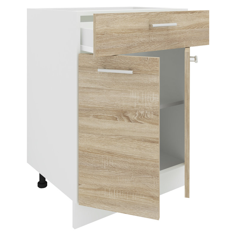 Serrina 82Cm H x 60Cm W x 46Cm D Manufactured Wood Standard Base Cabinet, White/Sonoma oak