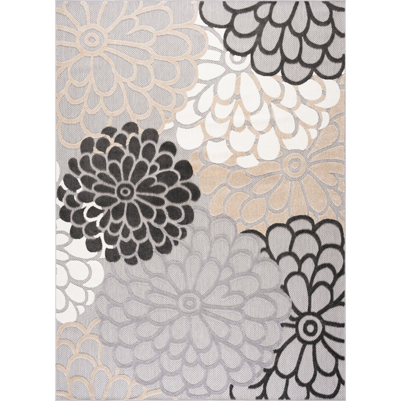 Shameekia Rectangle Shameekia Area Rug, Rectangulaire 8 pi x 10 pi, Beige/gris