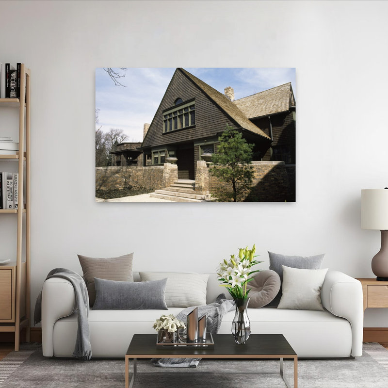 Facade Of A House Frank Lloyd Wright Home And Studio Oak Park Cook County Illinois USA by Alan Klehr - Wrapped Canvas Print