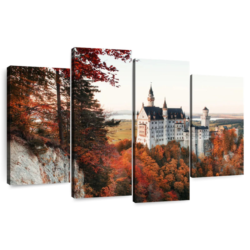 Lilie en automne au château de Neuschwanstein, H 32 po x l 52 po