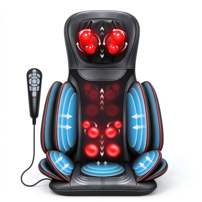 Coussin de massage multifonctionnel pour fauteuil, masseur Shiatsu pour la nuque et le dos, rouleau 4D réglable en hauteur, compression par coussin gonflable multizone, chaleur et vibration, télécommande pour la maison et le bureau