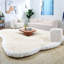 Ensemble de canapés modernes, canapé 3 places en tissu blanc Boucle, salon japonais Home