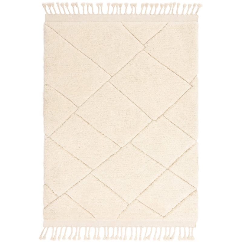Buckmiller Carved Moroccan Machine Woven Cream Area Rug, Rectangle 160 x 230cm