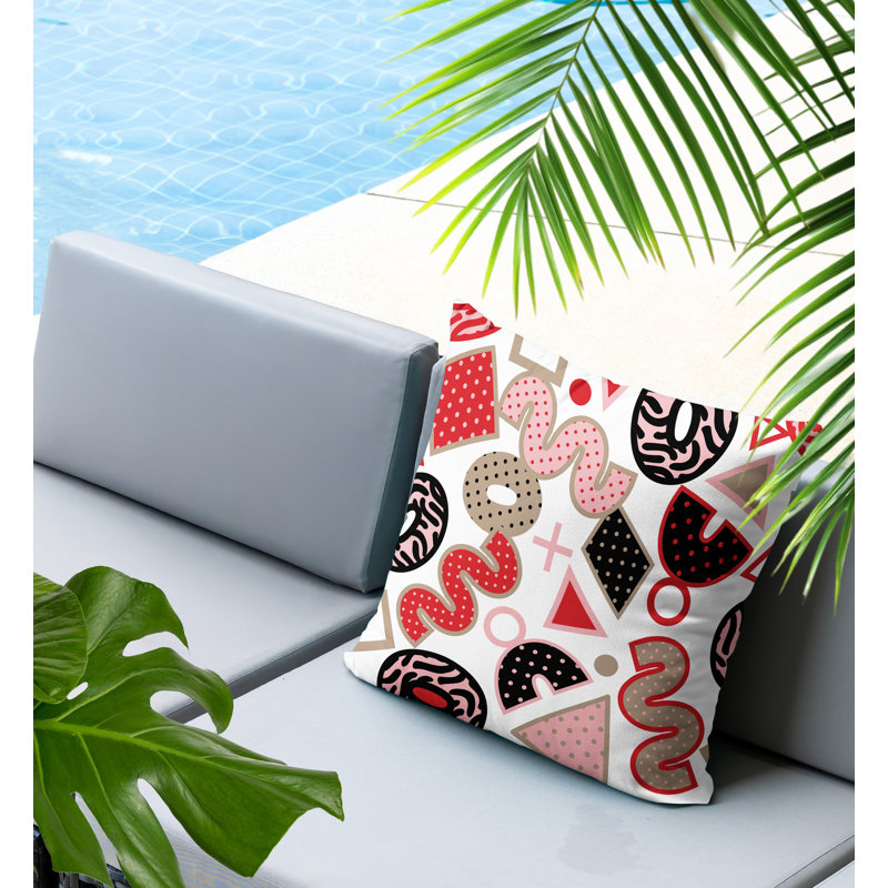 Coussin carré intérieur / extérieur Trixel, Carré 20 po, Rouge