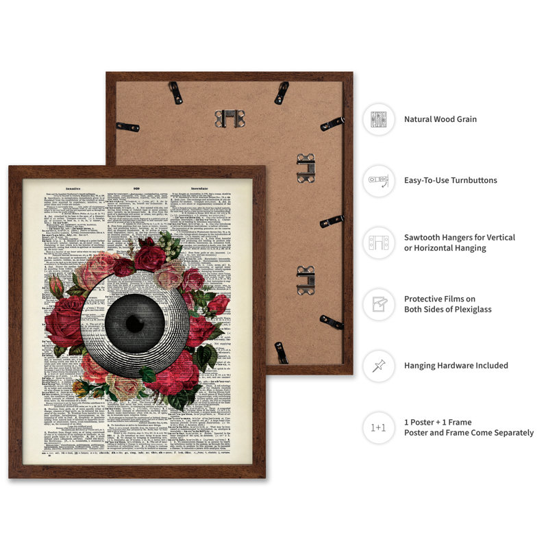 Fleurs et œil anatomique, Affiche, Brown Framed, 11"H x 14"W