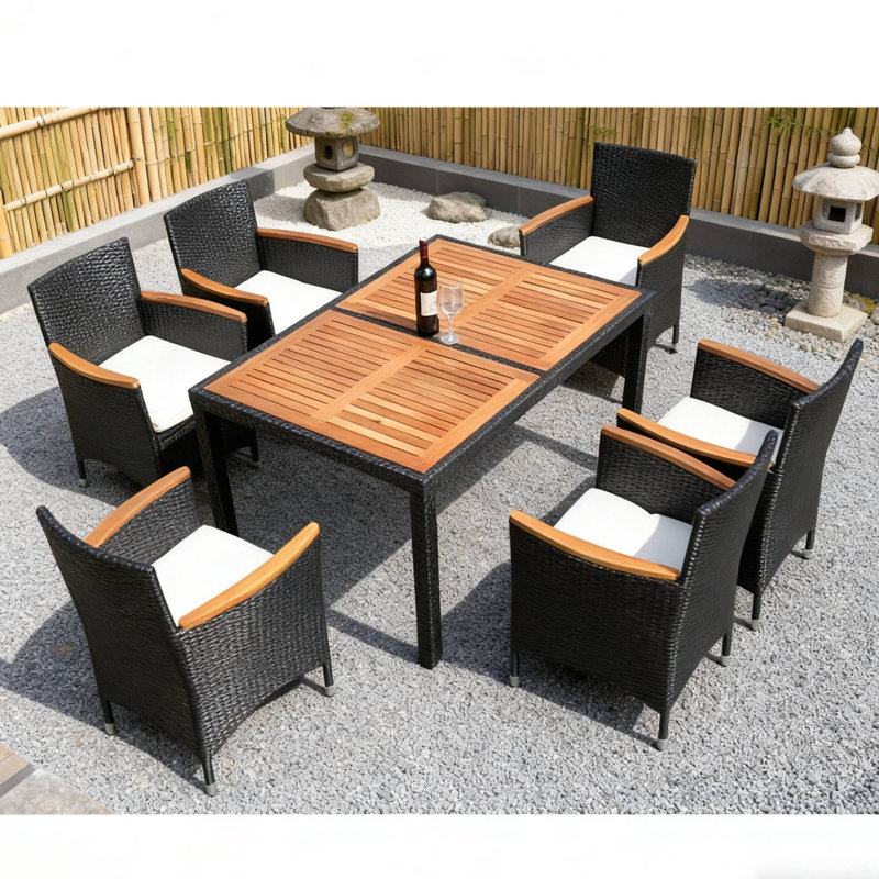Ensemble de salle à manger d'extérieur 7 pièces convenant aux soirées patio et aux causeuses